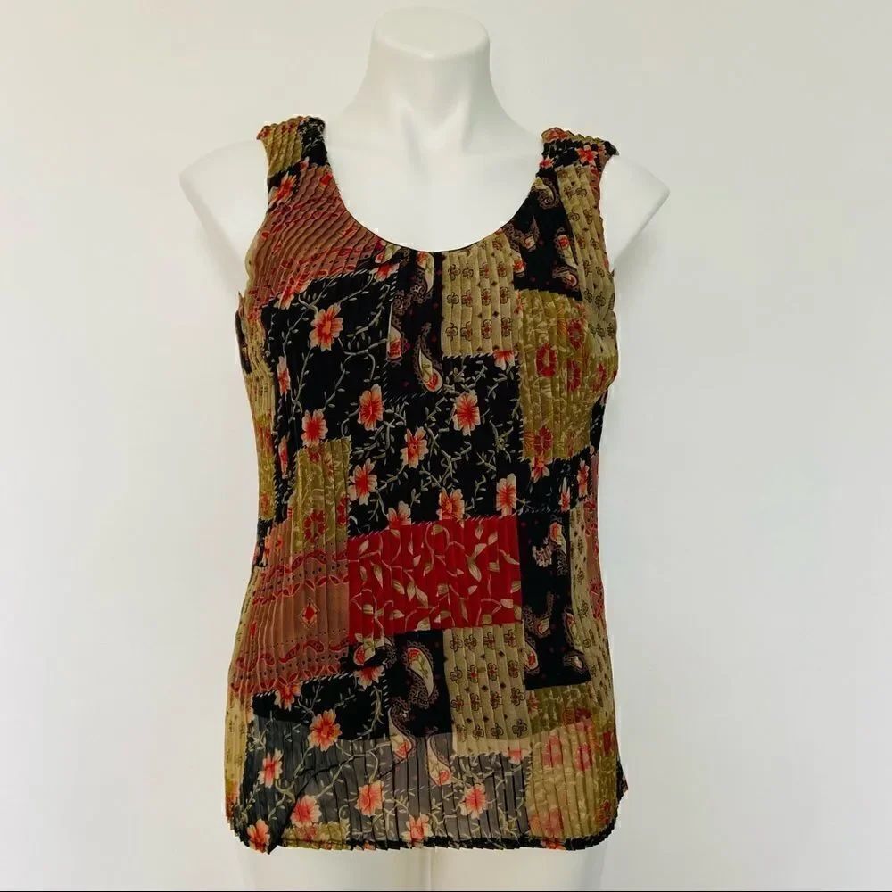 Y2K Pleated Mesh Texture Patchwork Tank top - Picture 6 of 8